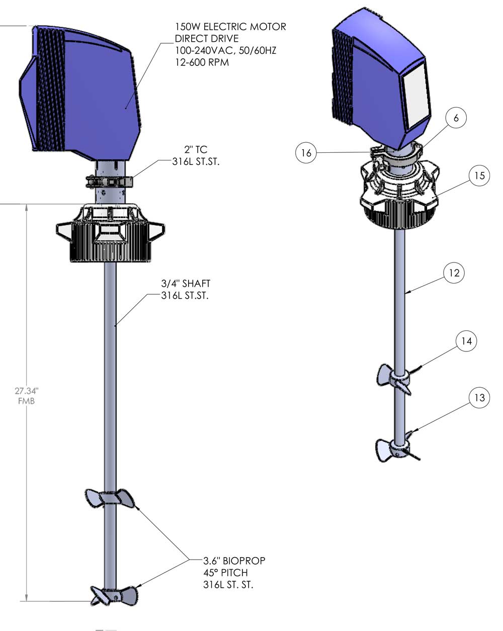 single-use-mixer-shaft-detail